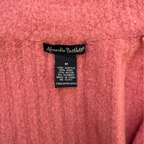 Alexandra Bartlett Pink Boucle Full Zip Mock Neck Wool Sweater Jacket Medium - Picture 8 of 11